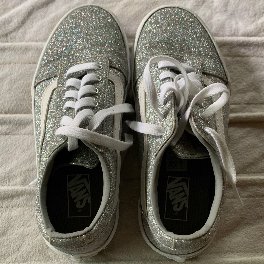 Vans Kids Silver Glitter Sneakers